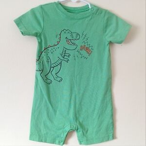 Adorable 18 Month Toddler Baby Boy Green One Piece Dino Romper Shorts